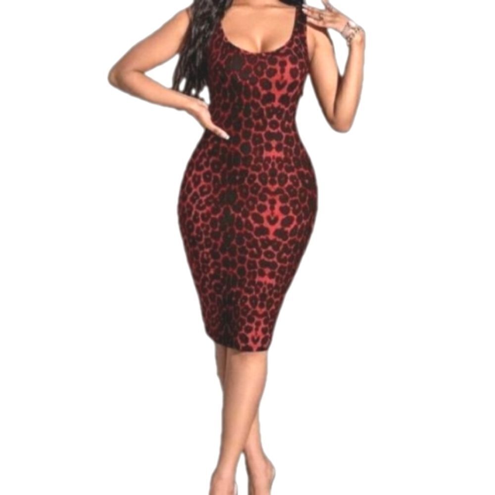 Leopard print bodycon tank dress sz small - Picture 5 of 5
